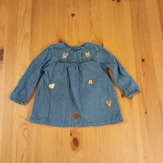 Denim Style Long Sleeve Pictures Tunic/Long Top - Girls 9-12 months - Next