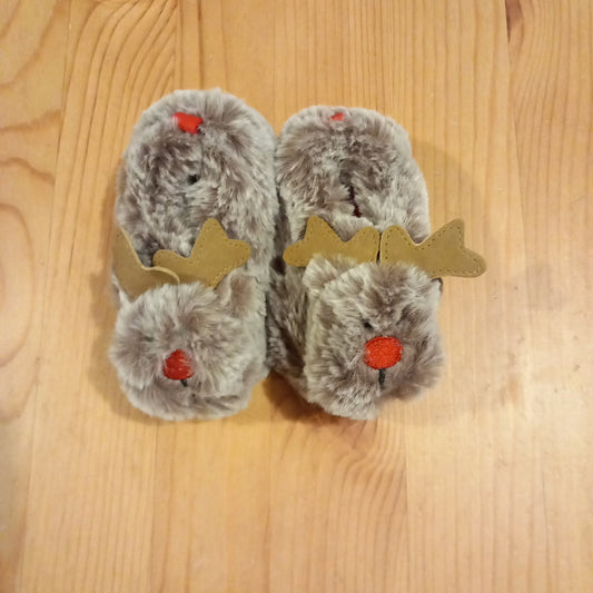 Furry Reindeer Slippers - Unisex 3-6 months - Next