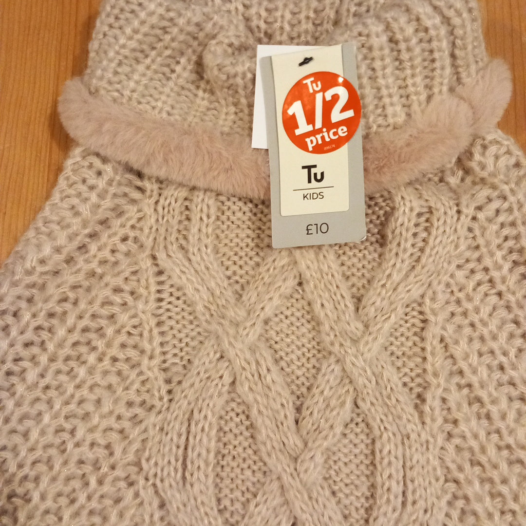 Pink Glittery Knitted Poncho (BNWT) - Girls One Size - TU