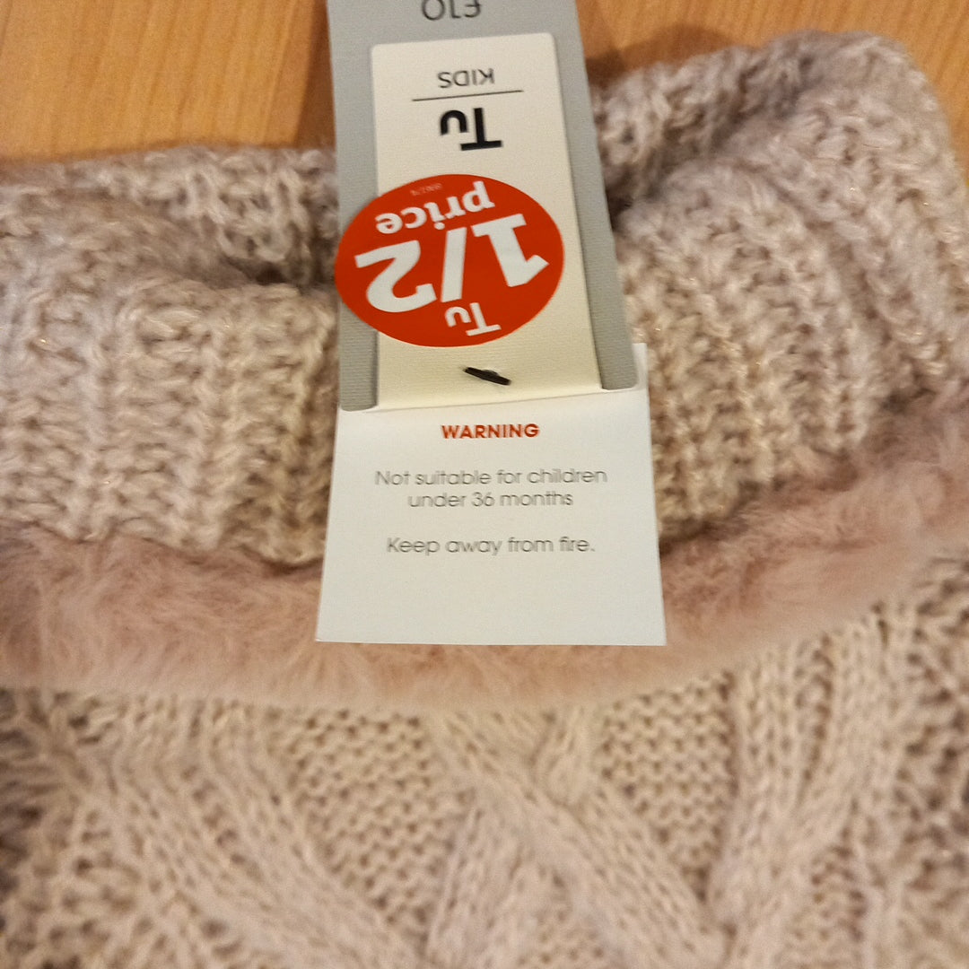 Pink Glittery Knitted Poncho (BNWT) - Girls One Size - TU