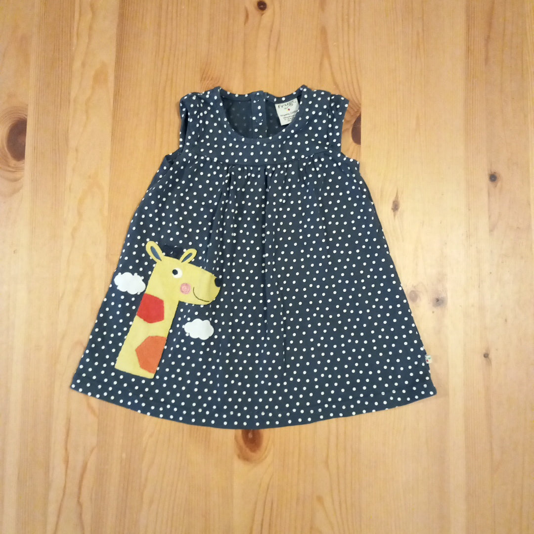 Frugi Navy Spotty Giraffe Dress - Girls 3-6 months - Frugi