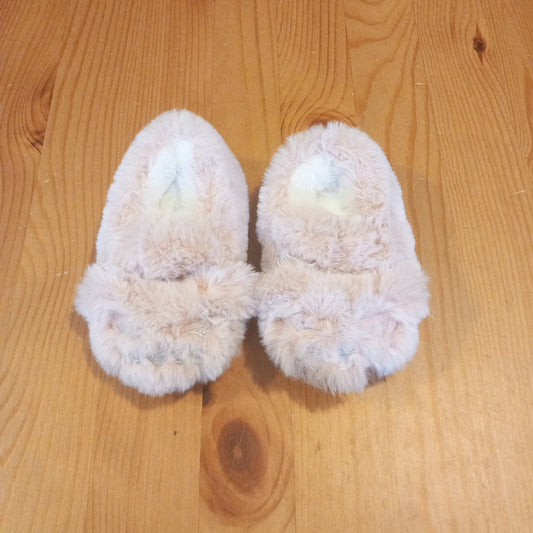 Pink Furry Animal Face Slippers - Girls Baby Size 3 - Next