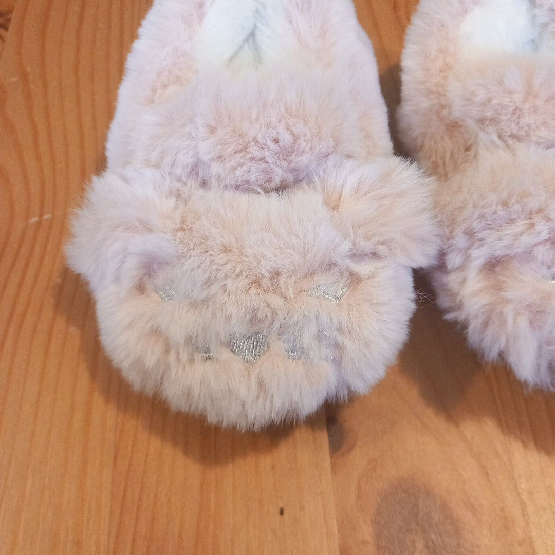 Pink Furry Animal Face Slippers - Girls Baby Size 3 - Next