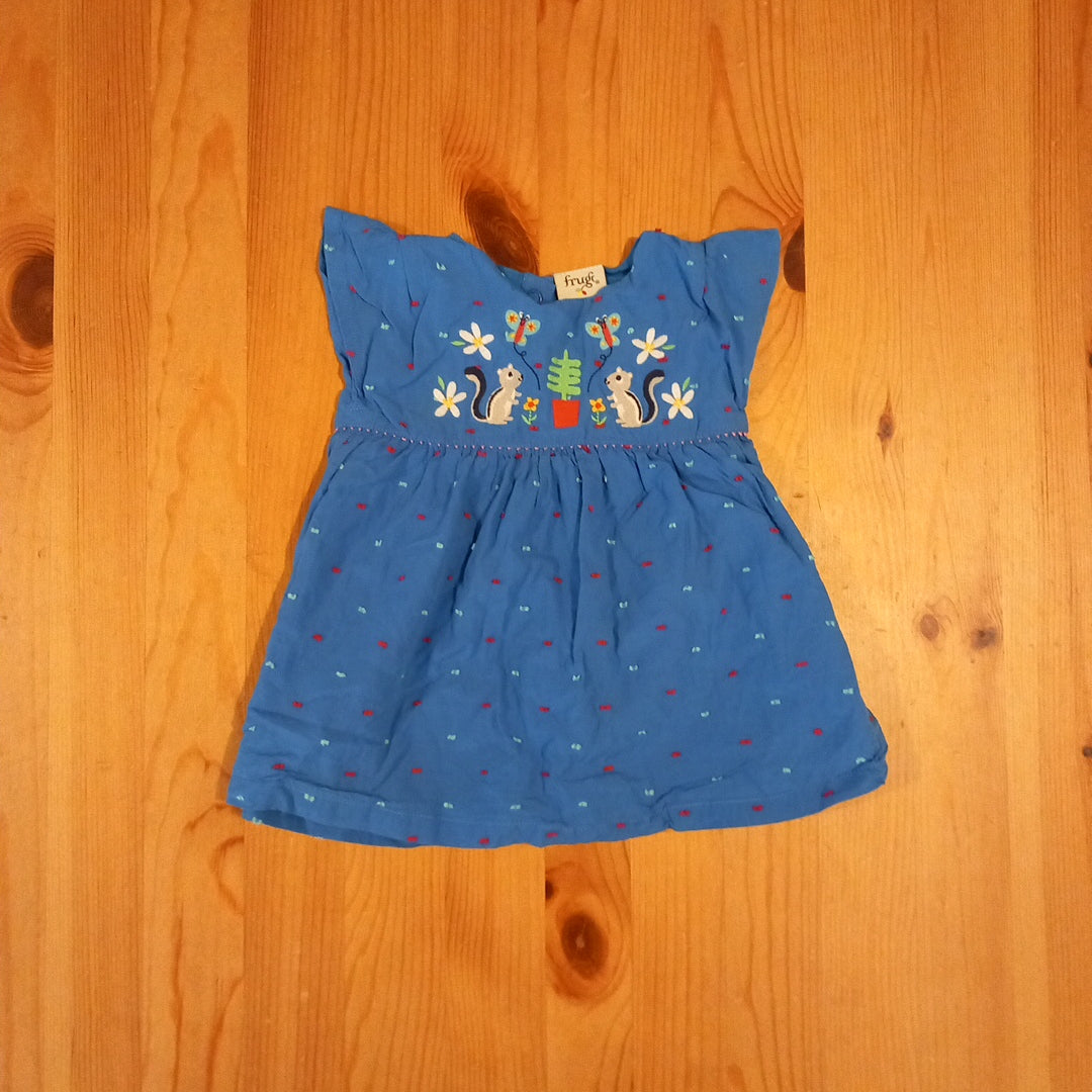 Blue Lined Organic Cotton Frugi Dress - Girls 3-6 months - Frugi