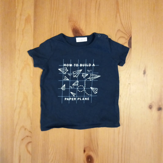 Navy 'How To Build A Paper Plane' T-Shirt - Boys 6-9 months - Next