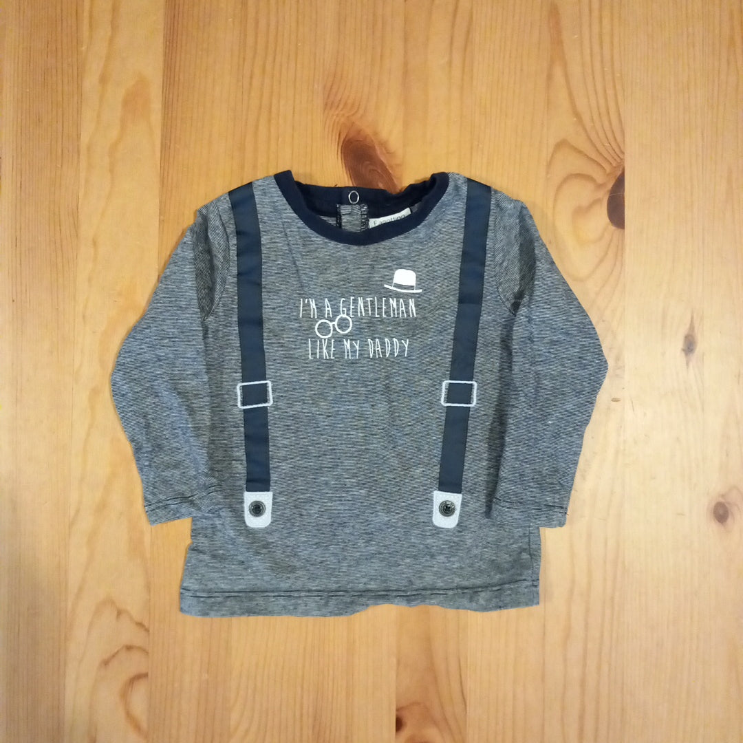 Thin Striped 'I'm A Gentleman Like My Daddy' Long Sleeve Top - Boys 6-9 months - Fagottino