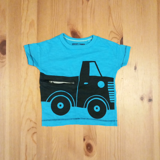 Blue Zip Detail Truck T-Shirt - Boys 6-9 months - Next