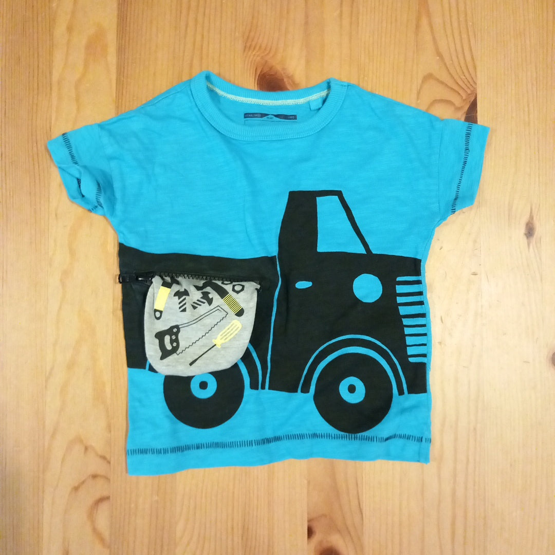 Blue Zip Detail Truck T-Shirt - Boys 6-9 months - Next