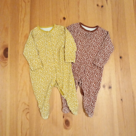 2 x Floral Sleepsuits - Girls 0-3 months - TU