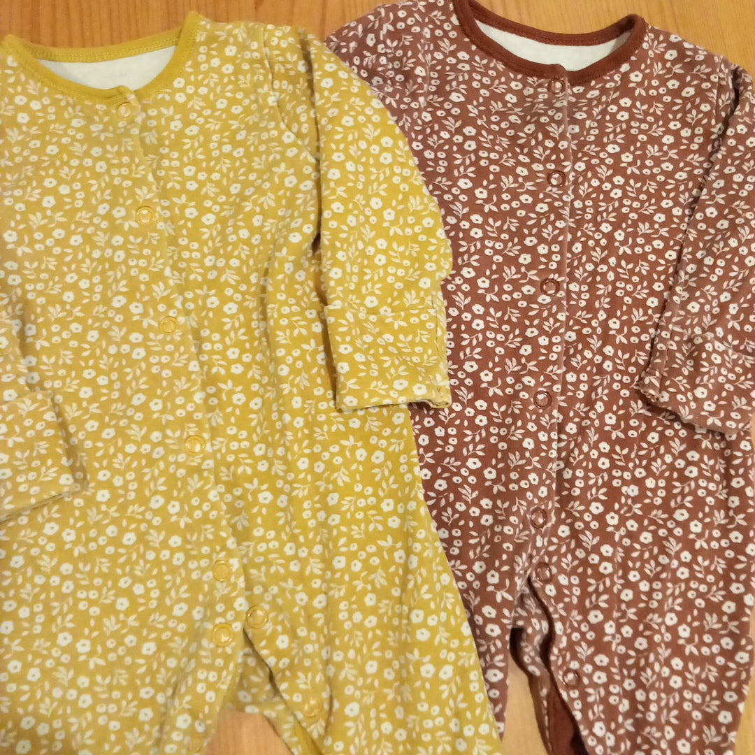 2 x Floral Sleepsuits - Girls 0-3 months - TU