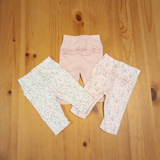 3 x Winnie The Pooh/Pink Frill Back Leggings - Girls 0-3 months - Disney Baby at George