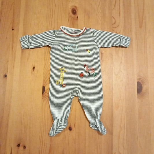 Embroidered Animals Striped Sleepsuit - Girls up to 3 months - Next