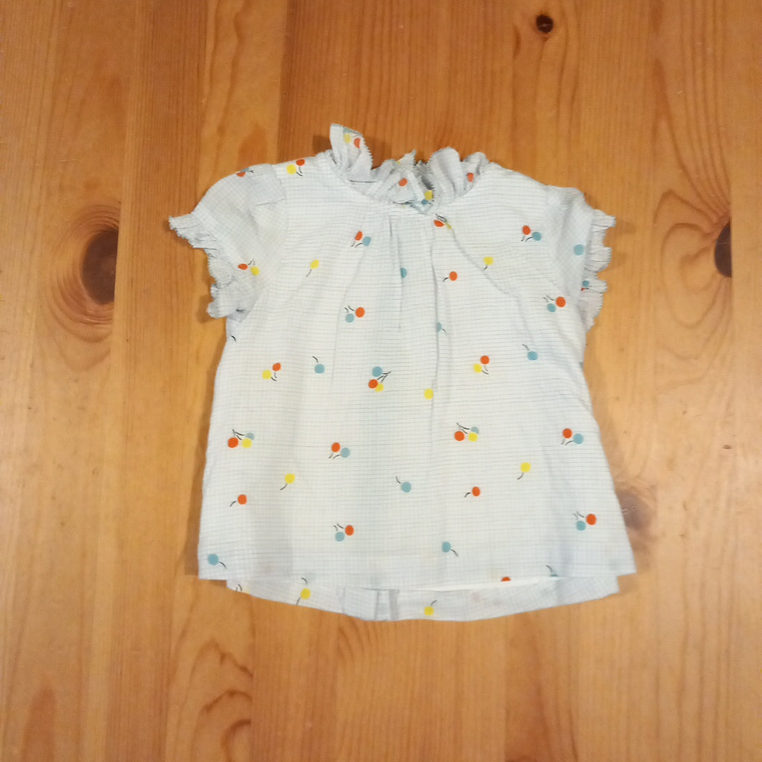 Balloons Collared Lined Top & Blue Bow Shorts Set - Girls 3-6 months - M&S