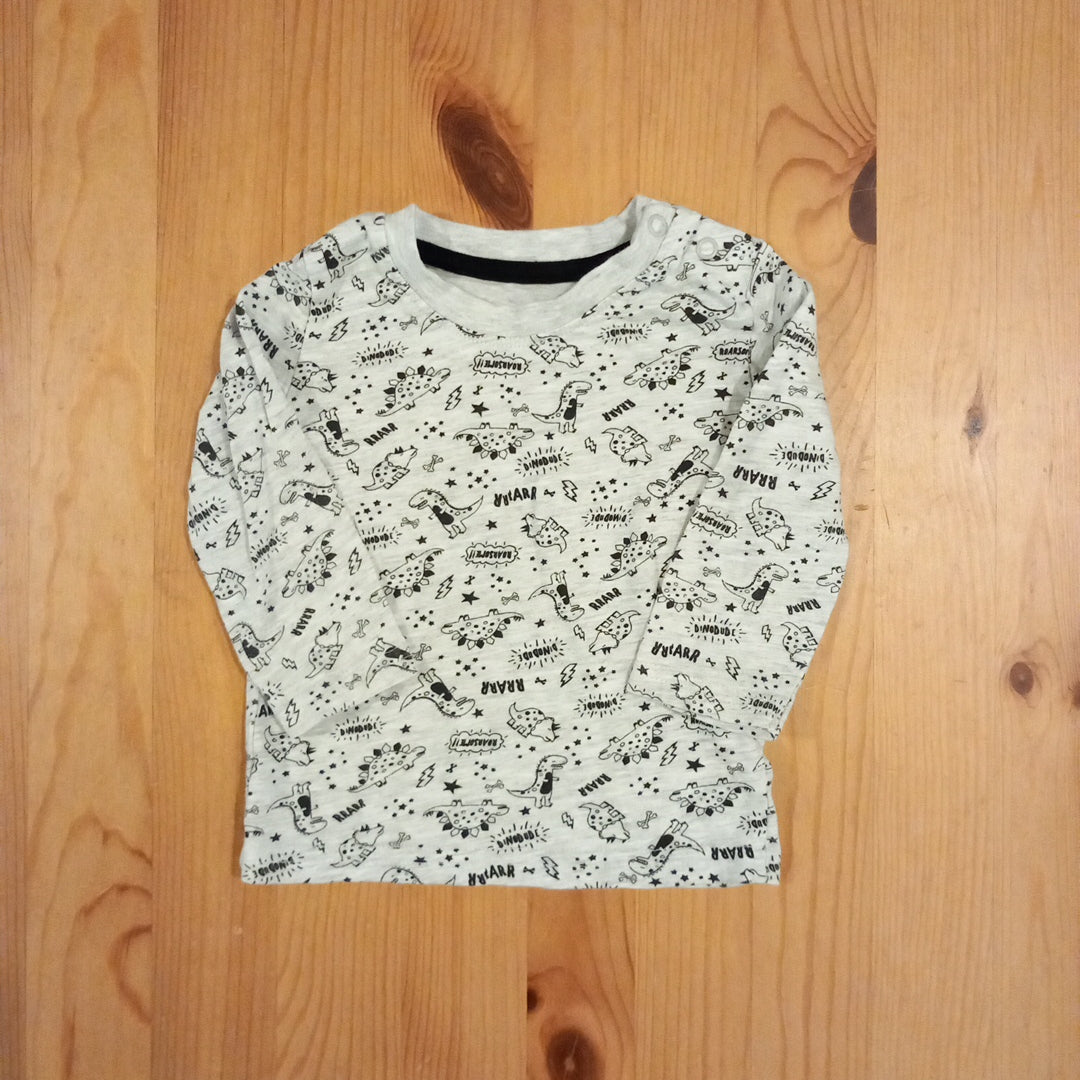 Grey Dinosaurs Long Sleeve Top - Boys 6-9 months - Primark