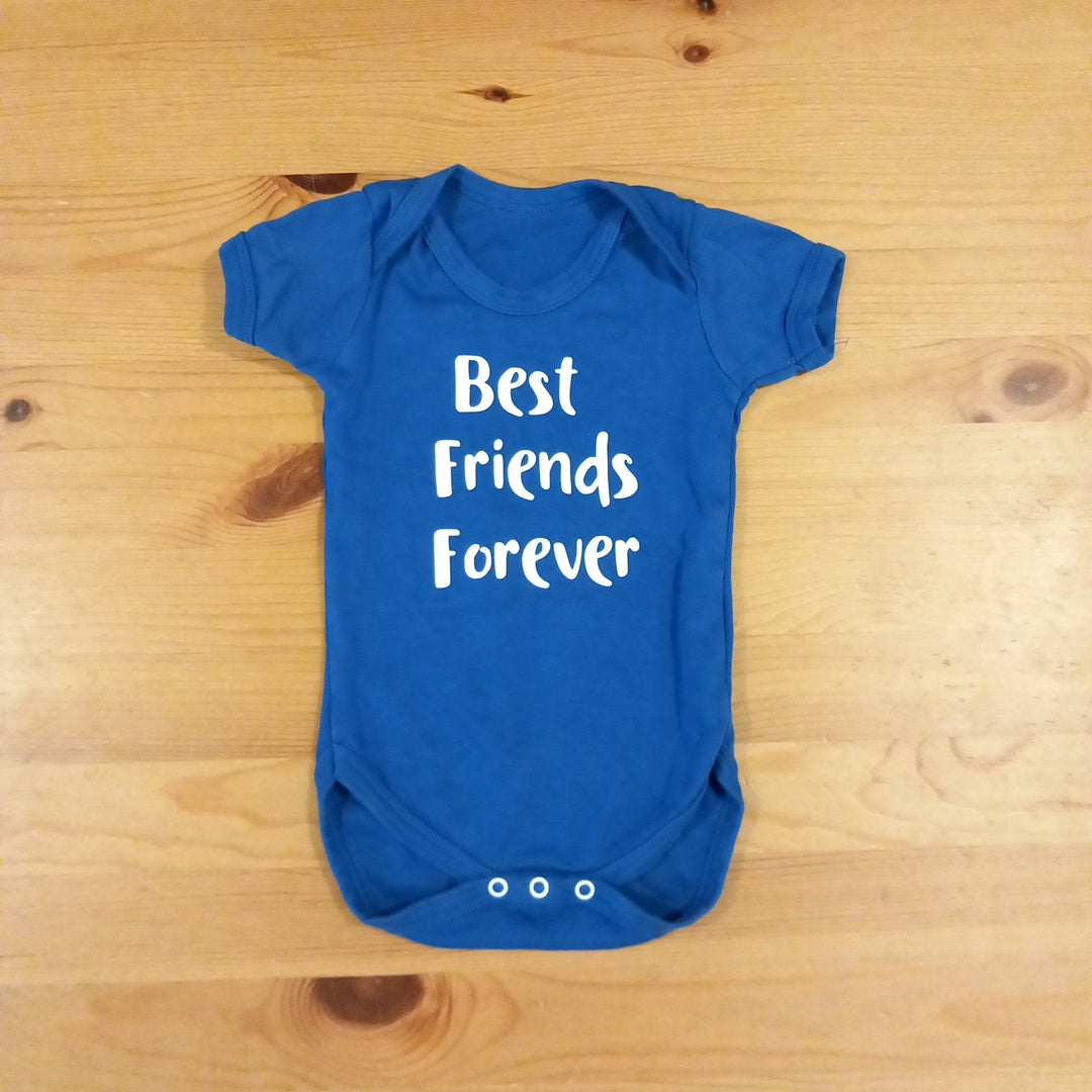 Blue 'Best Friends Forever' Short Sleeve Bodysuit - Unisex 6-12 months - Brand Unknown