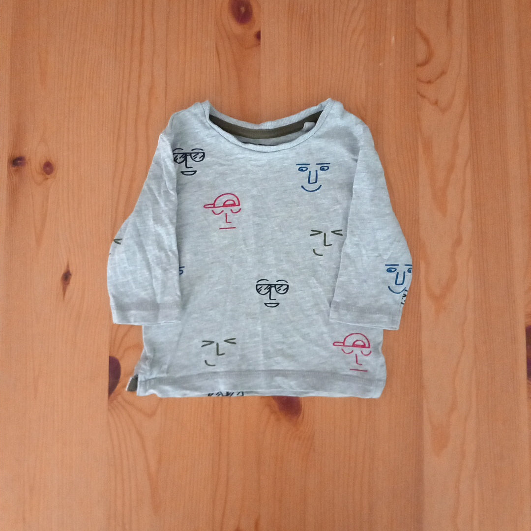 Grey Faces Top - Boys 3-6 months - Next