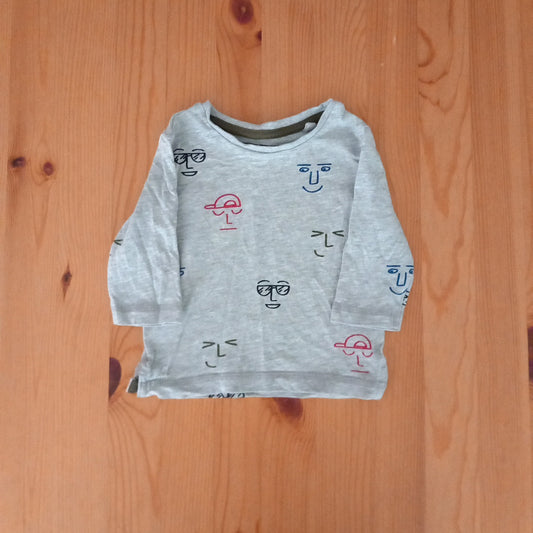Grey Faces Top - Boys 3-6 months - Next