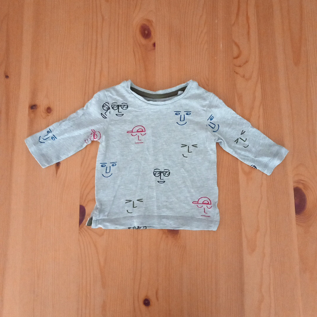 Grey Faces Top - Boys 3-6 months - Next