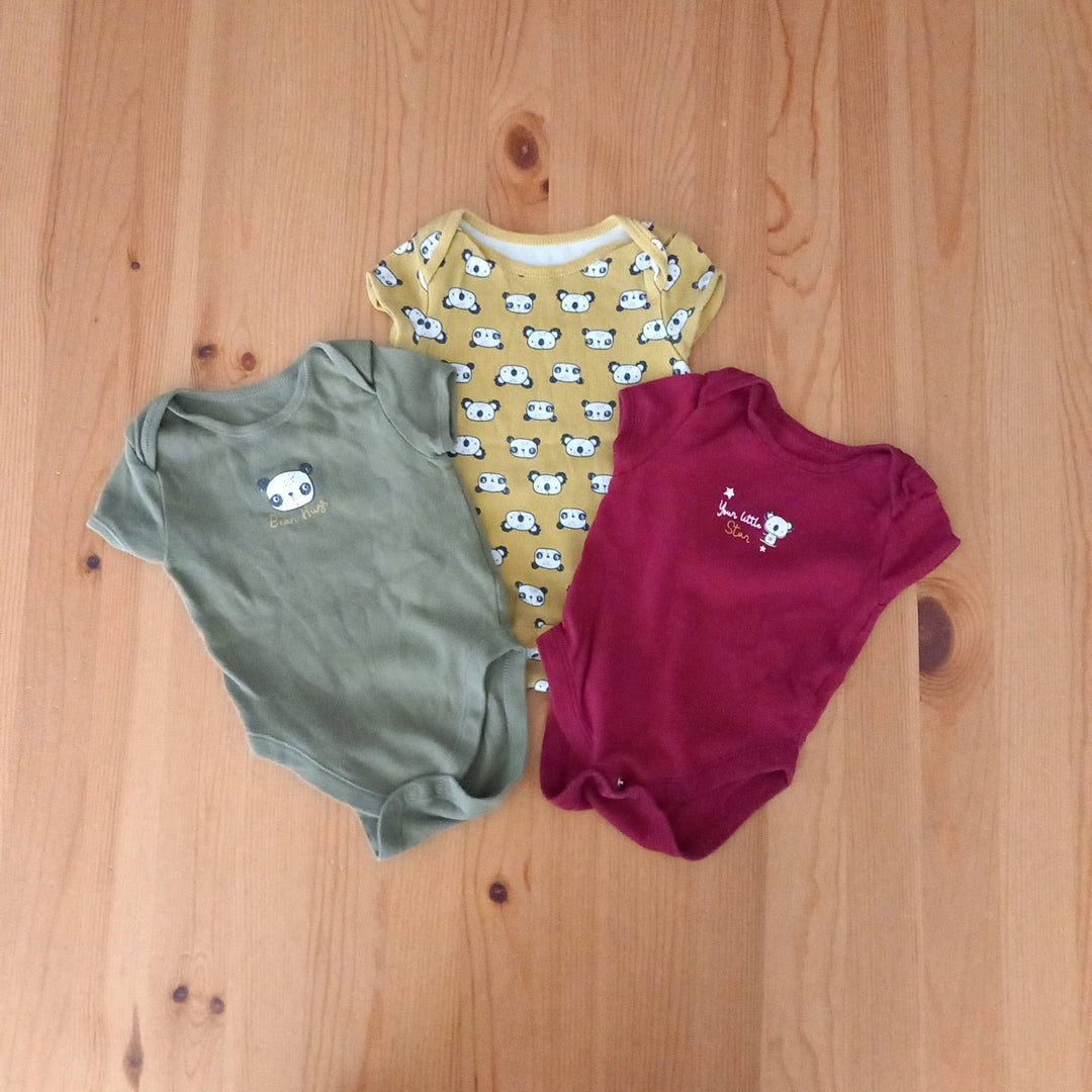 3 x Short Sleeve Bear Bodysuits - Unisex 6-9 months - Primark