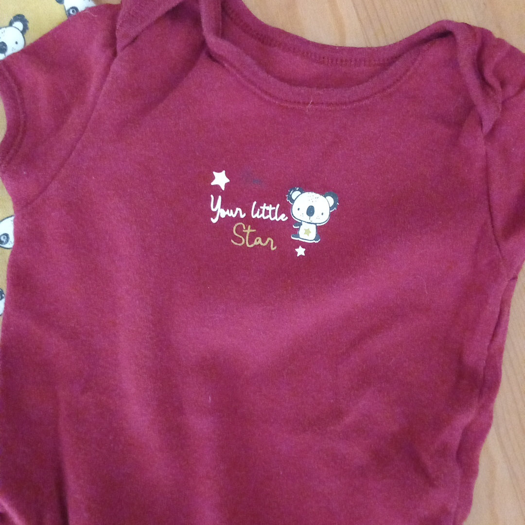 3 x Short Sleeve Bear Bodysuits - Unisex 6-9 months - Primark