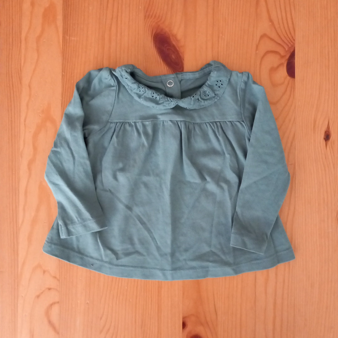 Dark Green Long Sleeve Top With Feature Collar - Girls 3-6 months - TU