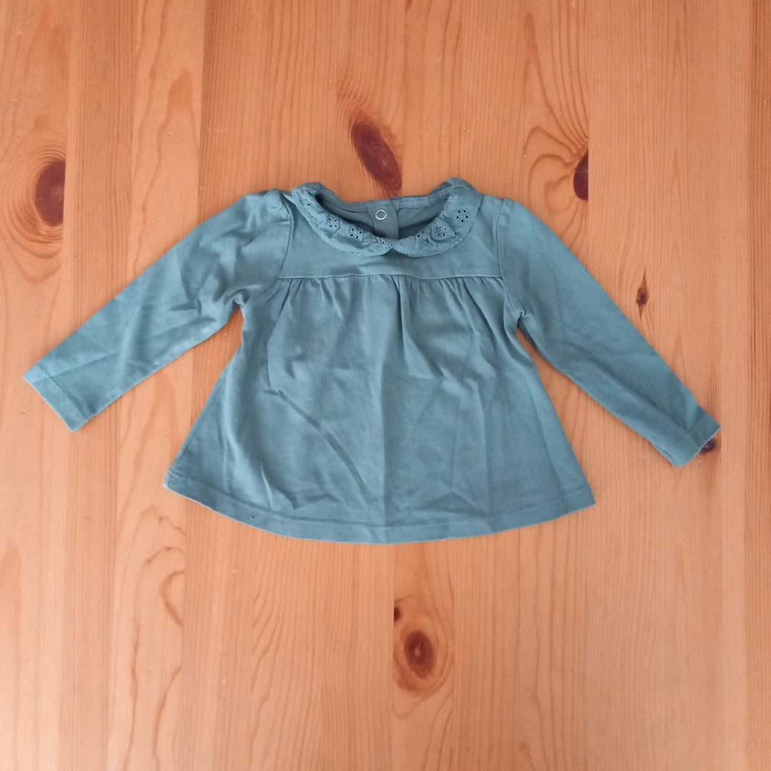 Dark Green Long Sleeve Top With Feature Collar - Girls 3-6 months - TU