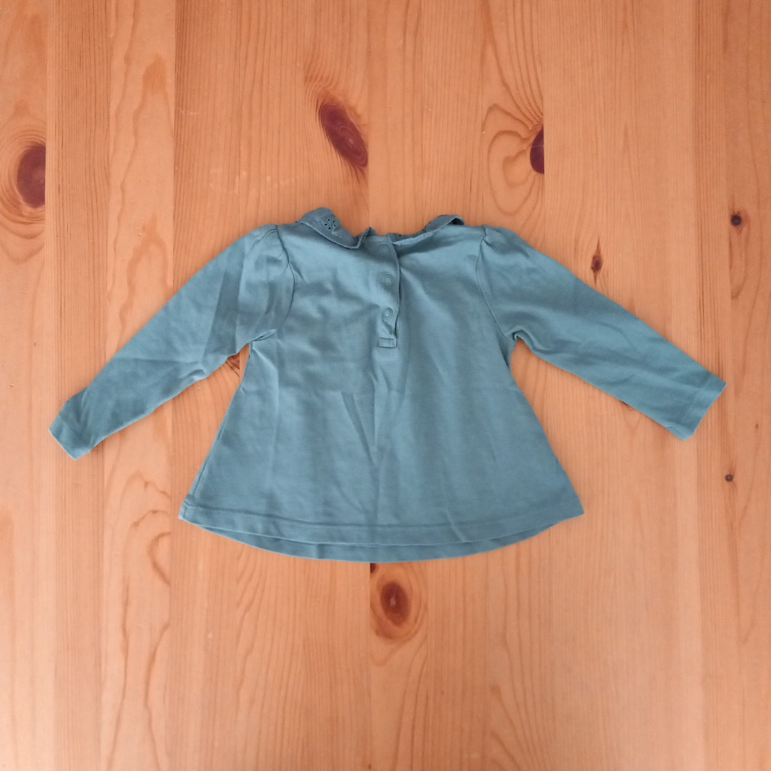 Dark Green Long Sleeve Top With Feature Collar - Girls 3-6 months - TU