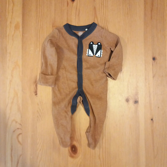 Brown Animal Pocket Sleepsuit - Unisex up to 1 month - F&F