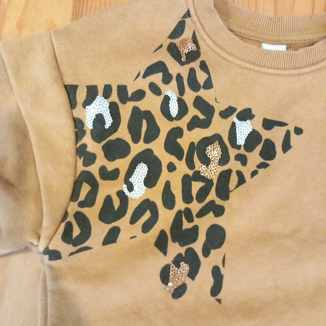 Brown Sequined Oversized Sweatshirt - Girls 3 years - TU