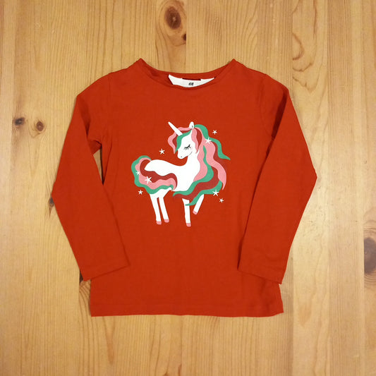 Red Unicorn Long Sleeve Top - Girls 2-4 years - H&M