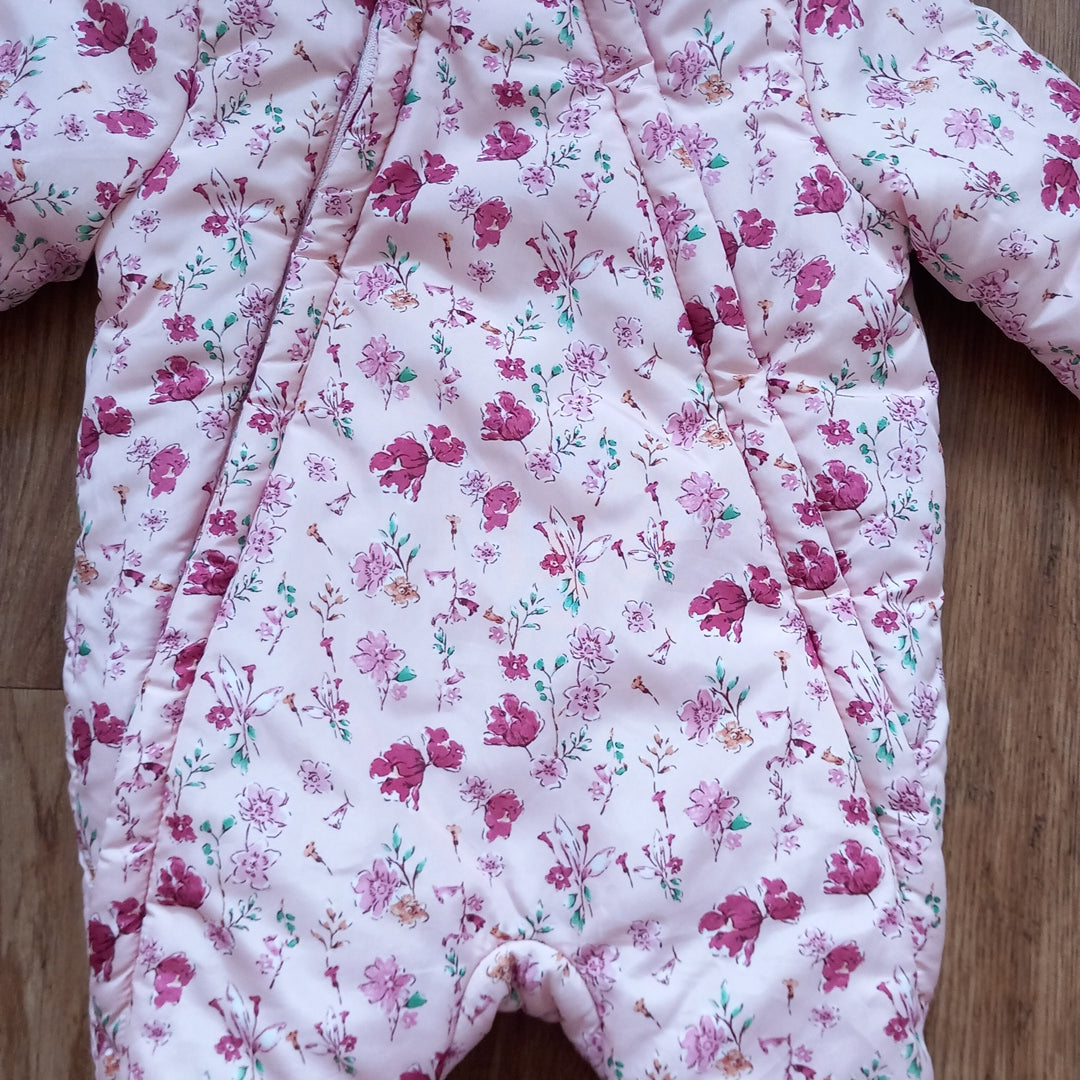 Pink Floral Snowsuit With Foldover Cuffs - Girls 3-6 months - Primark