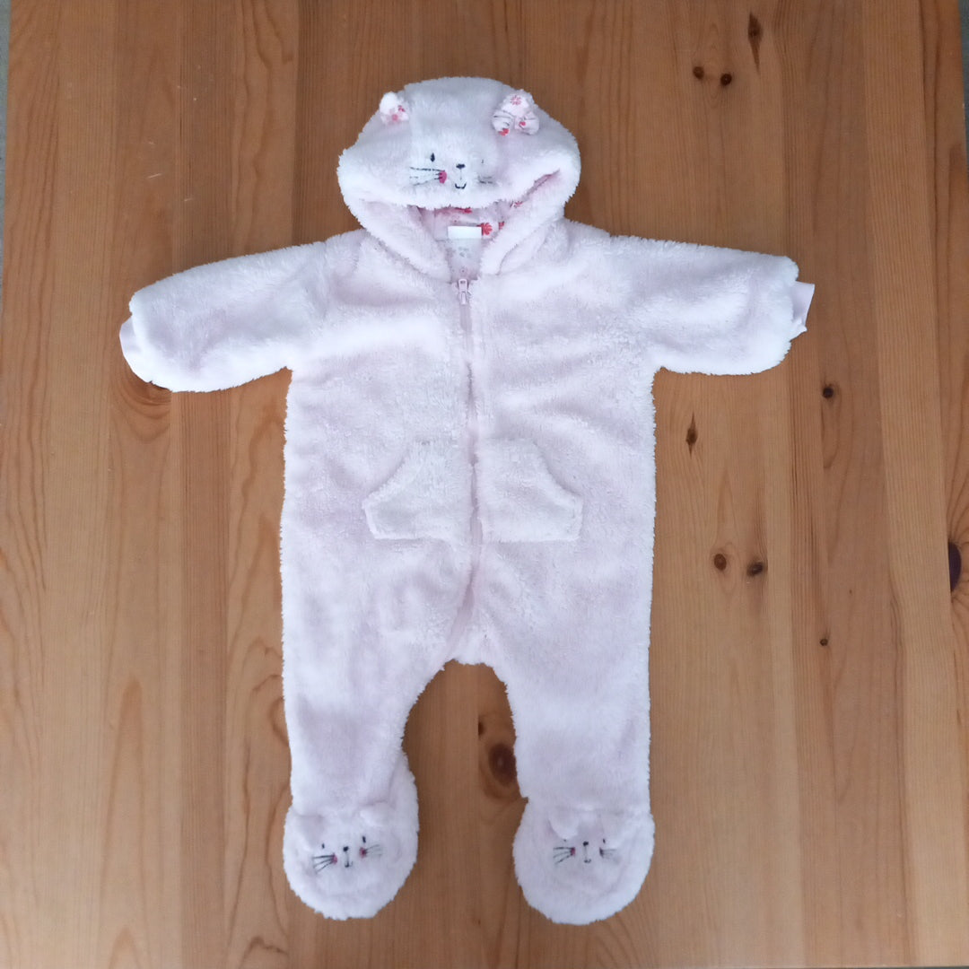 Pink Furry Pramsuit - Girls 3-6 months - F&F