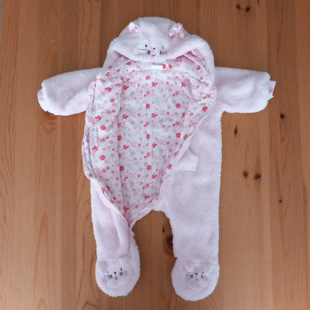 Pink Furry Pramsuit - Girls 3-6 months - F&F