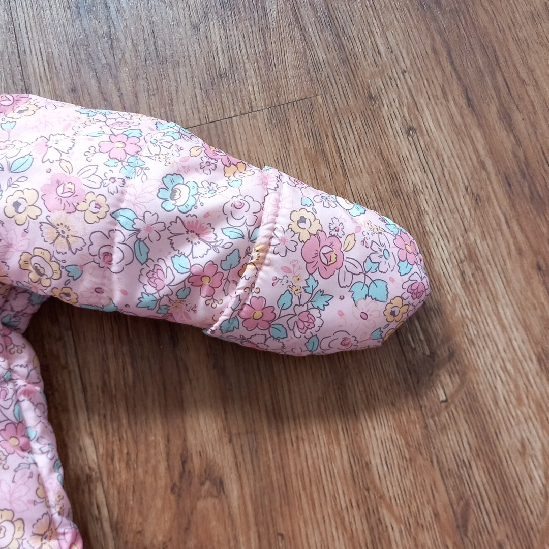 Pink Floral Pramsuit With Foldover Cuffs - Girls 3-6 months - George