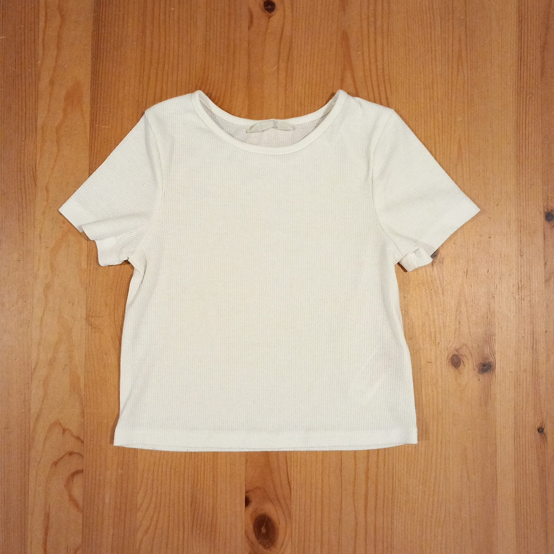 White Ribbed Short/Cropped T-Shirt - Girls 7-8 years - Primark