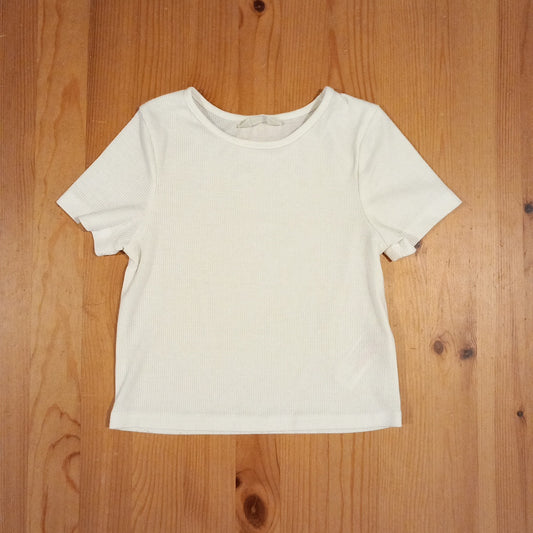 White Ribbed Short/Cropped T-Shirt - Girls 7-8 years - Primark