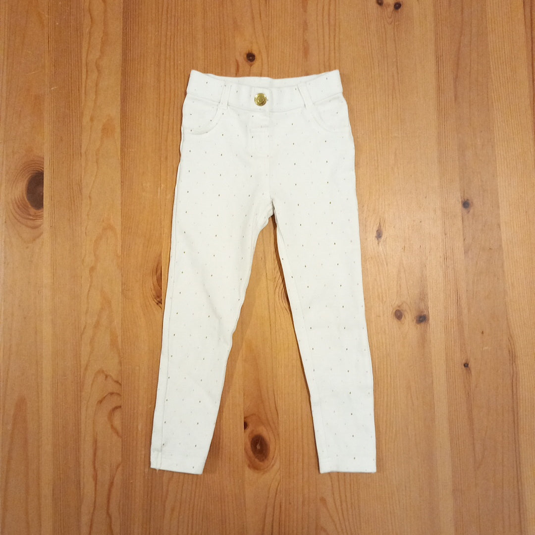 White Spotty Stretchy Trousers - Girls 4-5 years - TU