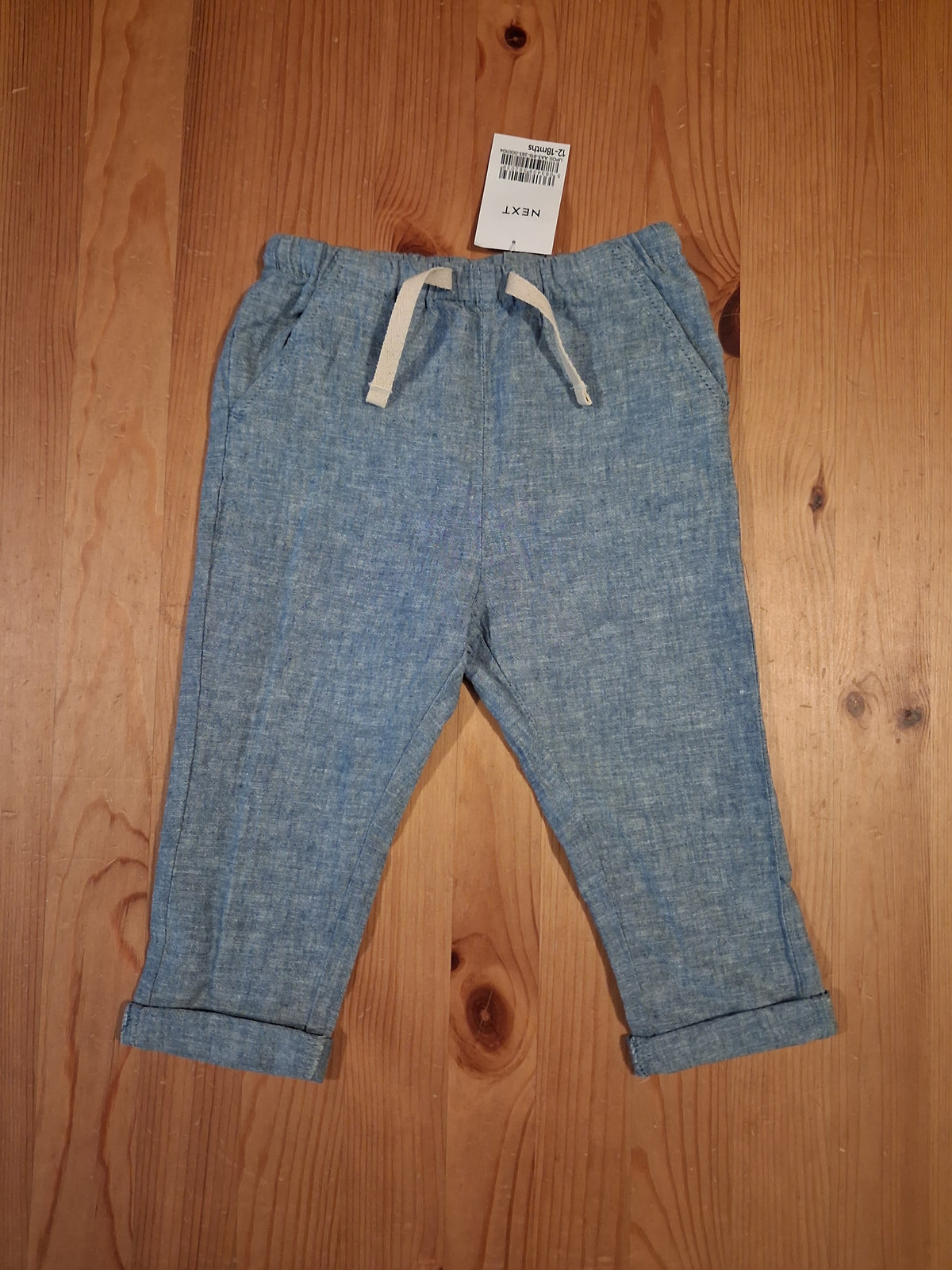 Blue Trousers With Drawstring Elasticated Waistband (BNWT) - Boys 12-18 months - Next