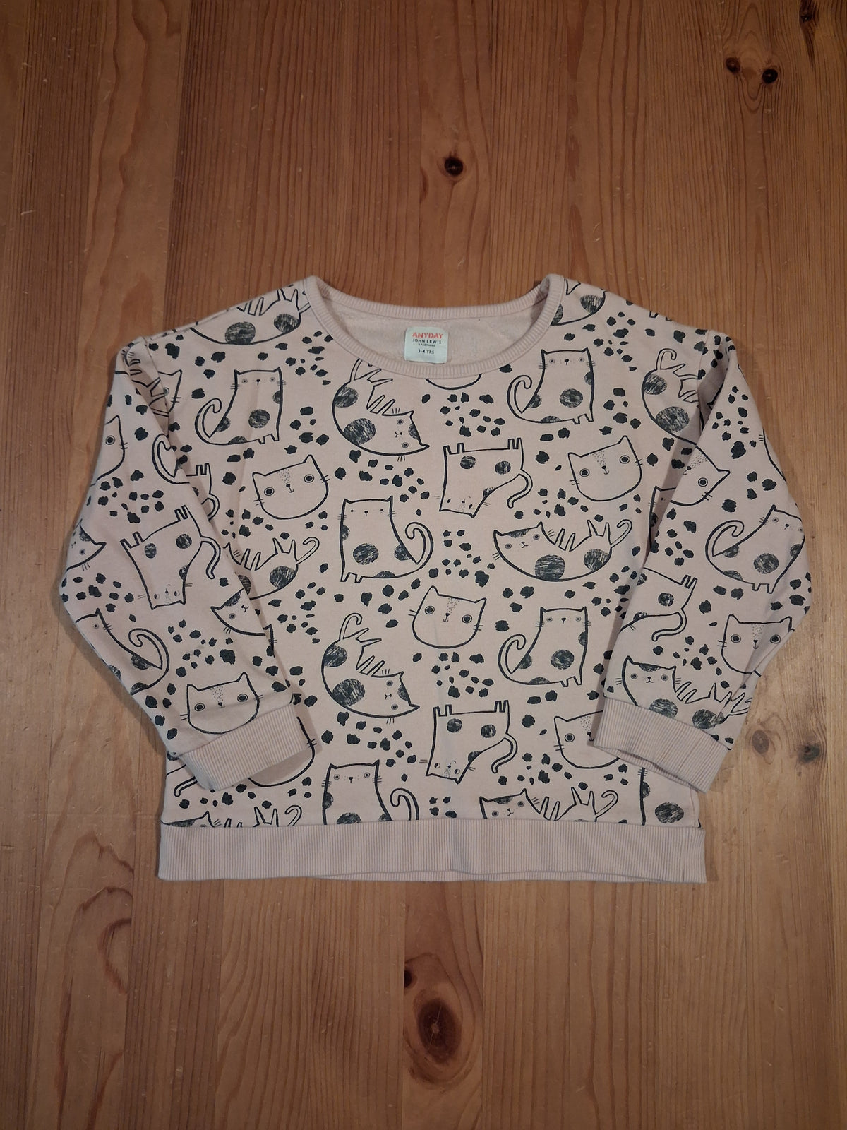 Light Pink Cats Lightweight Sweatshirt - Girls 3-4 years - John Lewis
