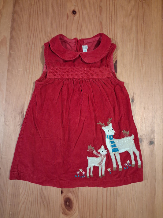 Dark Red Fine Corduroy Christmas Dress - Girls 12-18 months - JoJo Maman Bébé