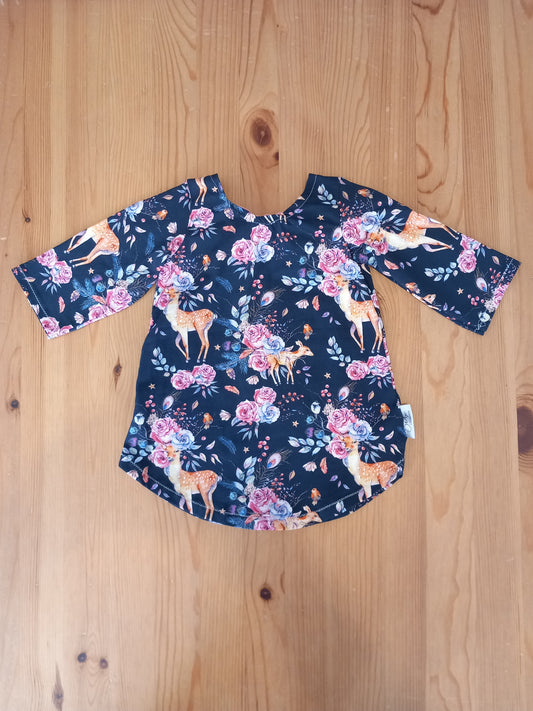 Handmade Deer & Flowers Bow Back Top - Girls 3-4 years - Bebè Collection