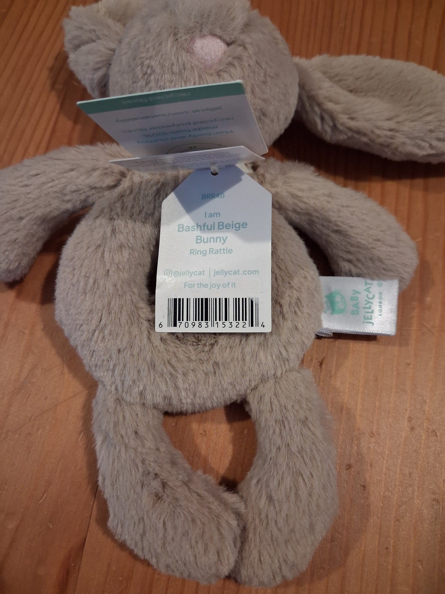 Bashful Beige Bunny Ring Rattle - Unisex - Jellycat