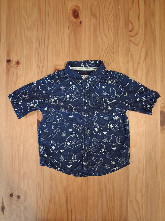 Navy Treasure Map Short Sleeve Shirt - Boys 12-18 months - TU