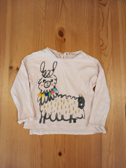 Light Pink Llama Long Sleeve Top - Girls 3-4 years - Next