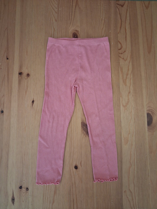 Pink Ribbed Leggings With Feature Hems - Girls 5-6 years - TU