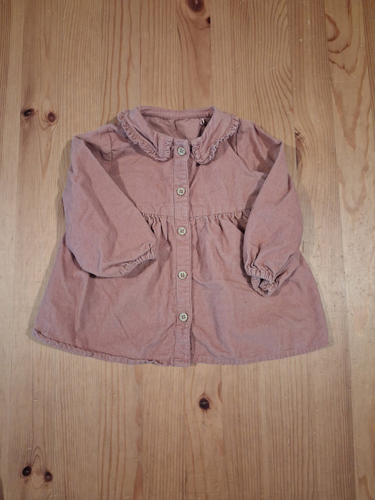 Light Pink Fine Corduroy Tunic Style Top - Girls 6-9 months - TU