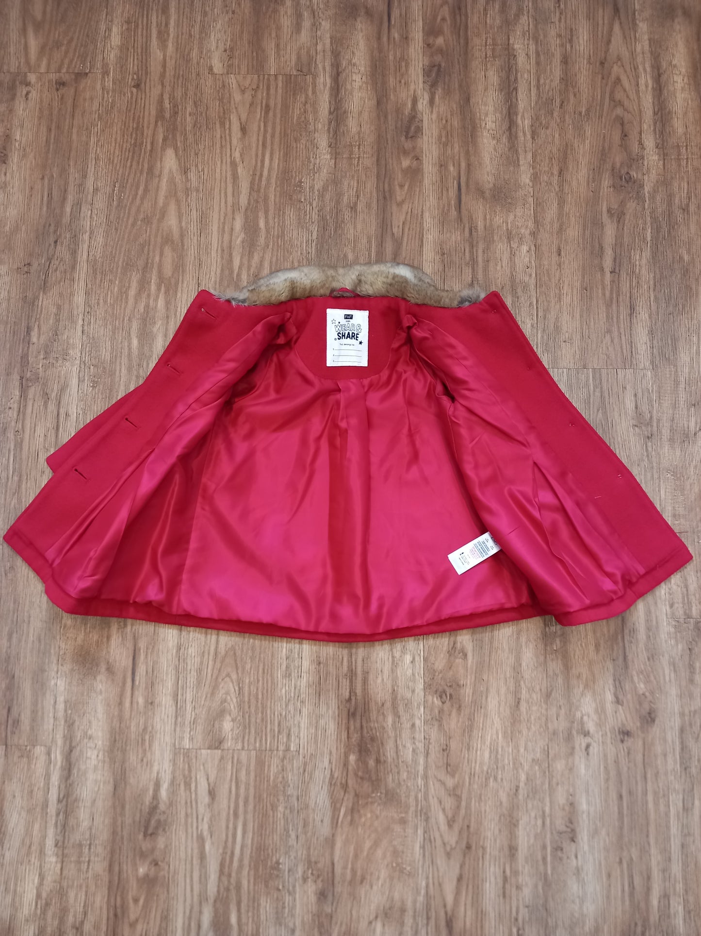 Red Formal Style Coat With Furry Collar - Girls 18-24 months - F&F