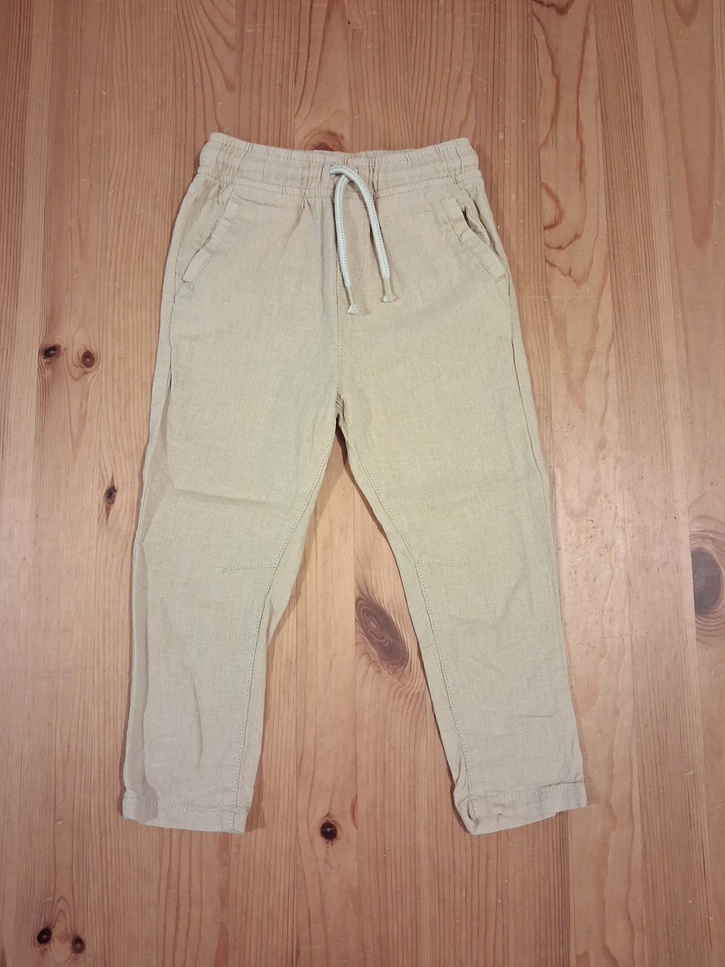 Cream Lightweight Trousers With Drawstring Elasticated Waistband - Girls 2-3 years - TU