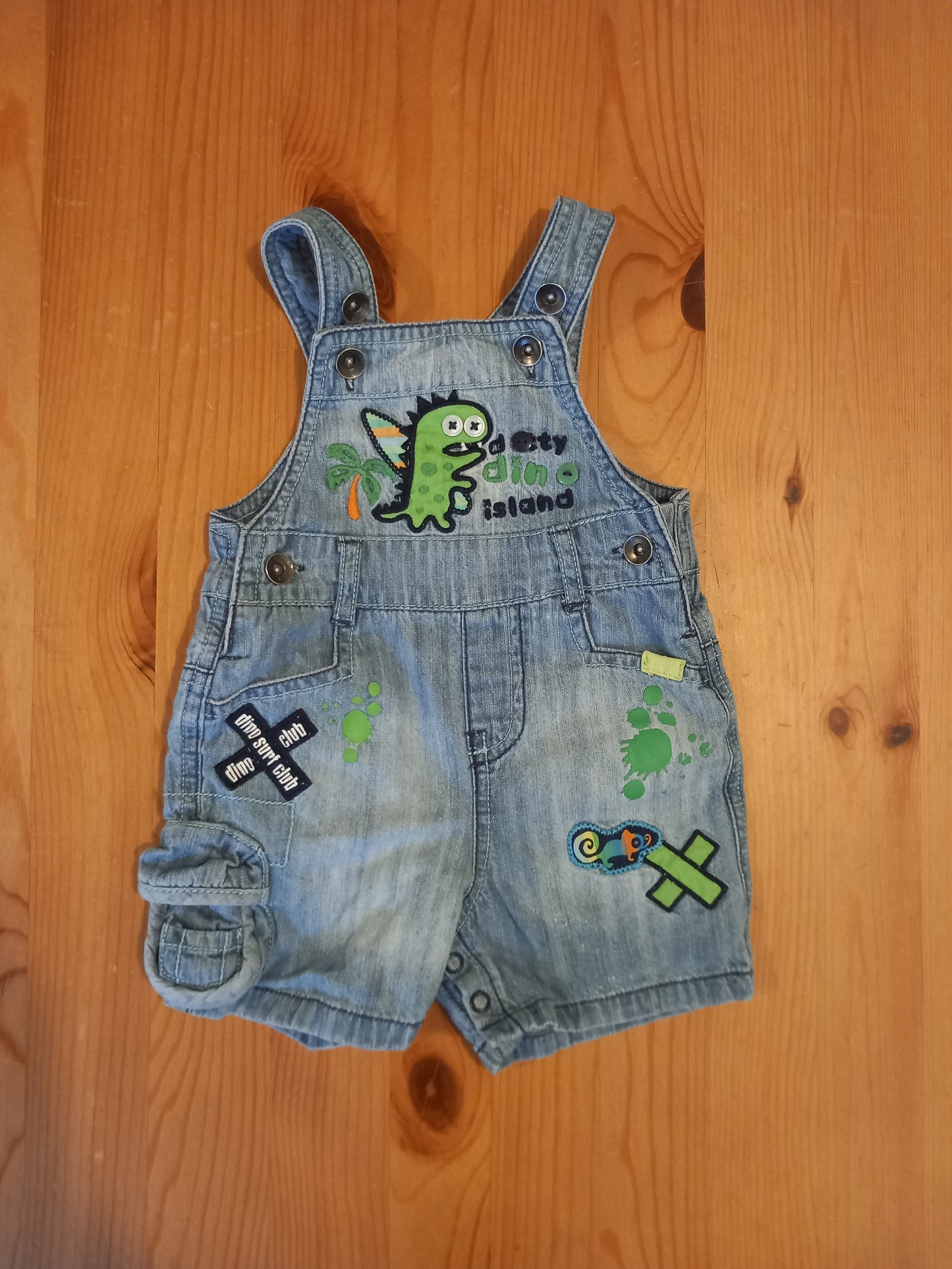 Dinosaur Distressed Look Shorts Dungarees - Boys up to 3 months - Marks & Spencer