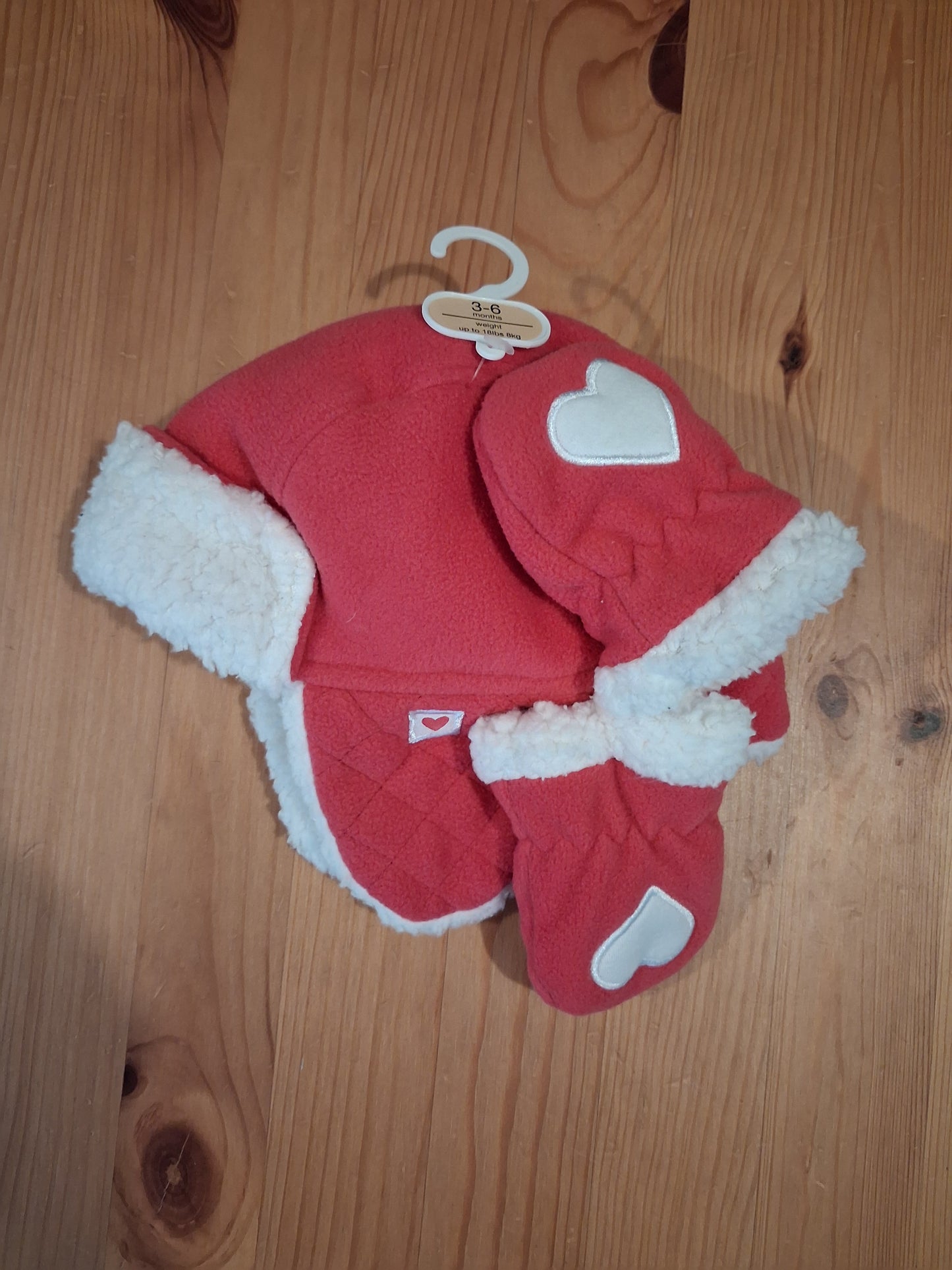 Pink Fleecy Hat & Mittens (BNWT) - Girls 3-6 months - George